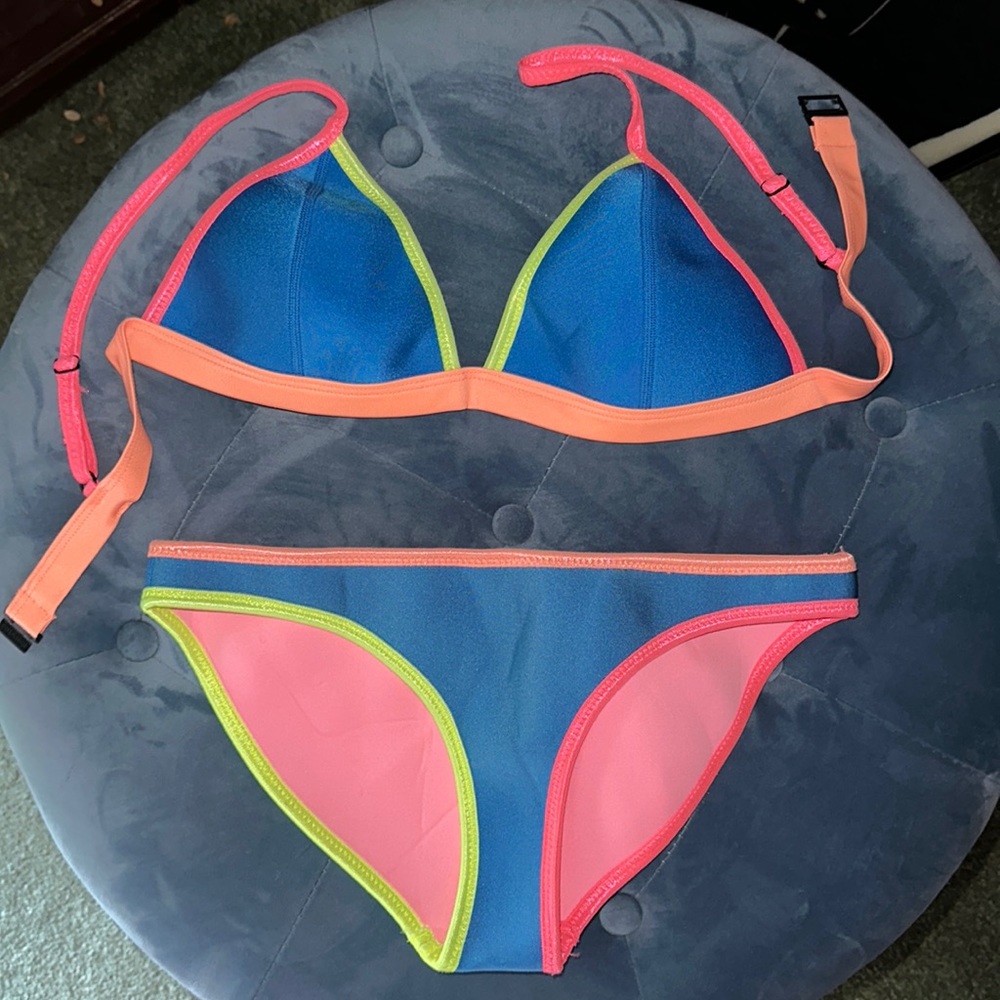 Triangl Bikini. Multi color. Size medium top and bottom.